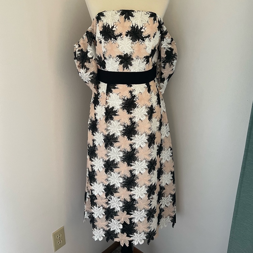 Sam Edelman Off The Shoulder Tricolor Lace Dress
